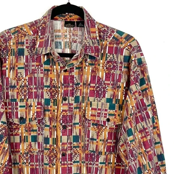 VTG The 45th West Collection Mens Button Down Shirt L Southwestern City Chic - Picture 2 of 9